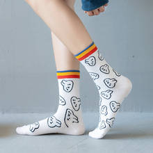 Meias com estampa de desenhos animados, meias de arco-íris para mulheres, meias para skate, hip hop, harajuku, meias fofas, engraçadas, kawaii 2024 - compre barato