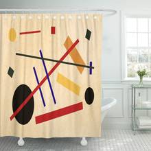 Colorful Abstract Suprematism Composition Flat on Old Canvas Red Shower Curtain Waterproof Fabric 60 x 72 Inches Set with Hooks 2024 - buy cheap