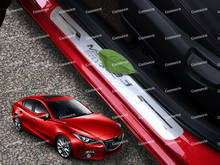 Protector de umbral de puerta de acero inoxidable para coche Mazda 3, tira adhesiva de protección de Pedal, accesorios de estilismo, 2014, 2016, 2017, 2015 2024 - compra barato