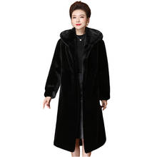 Winter Mink Coat Women's Whole Mink Imported Mink Hair Sable Pike Jacket  Hooded Medium Length Plus Size Velvet Fur Overcoat 2024 - buy cheap
