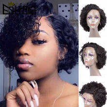 Pixie Cut Lace Front Human Hair Wigs 13×4 Short Curly Pixie Cut Bob Wig Human Hair Pre Plucked 150% Remy Brazilian Curl Hair Wig 2024 - buy cheap