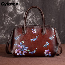 Luxury Handbags Women Bags Designer Retro Floral Tote Bag Lady Genuine Leather Shoulder Bags for Women 2022 Summer Women Handbag 2024 - buy cheap