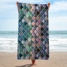 Toalla de baño de estilo sirena para playa, chal de protección solar con estampado creativo, secado rápido, 80x160CM 2024 - compra barato