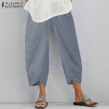 ZANZEA-pantalones bombachos de lino y algodón para mujer, pantalón Vintage con estampado Floral, holgado, con cintura elástica, para verano 2024 - compra barato