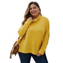Suéter de manga larga para mujer, ropa de punto de talla grande, Color sólido, amarillo y negro, Otoño e Invierno 2024 - compra barato