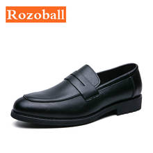 Rozoball-mocasines de cuero hechos a mano para hombre, zapatos de vestir de oficina informales, color negro y marrón 2024 - compra barato