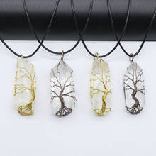 Retro Raw Mineral White Crystal Necklace Big Pendant Wire Wrapped Tree Charm Natural Clear Quartz Pendant Necklaces Healing Life 2024 - buy cheap