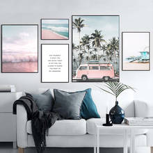 Nordic Modern Ocean Scenery poster Home Decor Nordic Canvas Painting Art Pink Beach Landscape picture Art Print for Living Room 2024 - buy cheap