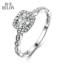 Helon 6mm moissanite anel real 14k ouro branco noivado casamento feminino vintage jóias finas vvs/def cor laboratório crescido diamante anel 2024 - compre barato