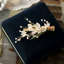 FXLRY-Pinza para el pelo con flores de perlas naturales hecha a mano, Clip lateral, Clip para flequillo, accesorios para horquilla 2024 - compra barato