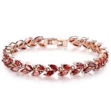 MxGxFam Rose Gold Color Full CZ Red Olive Leaves Bracelets For Women 17  cm / 19 cm AAA+ Cubic Zircon 2024 - buy cheap