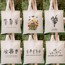 Harajuku No Rain No Flowers Ladies Shopper Bags Handbag Flower Aesthetic Graphic Canvas Shopping Bags Totes Large Capacity 2024 - купить недорого