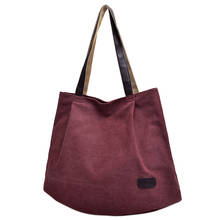 Women Corduroy Canvas Tote Ladies Casual Shoulder Bag Foldable Reusable Shopping Bags Beach Bag Female Cotton Cloth bag 2024 - buy cheap