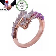 OMHXZJ Wholesale RR1194 European Fashion Woman Girl Party Birthday Wedding Gift Vintage Dragon AAA Zircon 18KT Rose Gold Ring 2024 - buy cheap