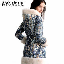 AYUNSUE Real Rex Rabbit Fur Hooded Women's Winter Down Jacket Woman Coat Female Floral Thick Warm Duck Down Parkas Abrigos 8677 2024 - buy cheap