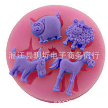 Molde de silicona líquida para decoración de pasteles, accesorio con dibujos de animales, ovejas, burro, caballo, chocolate, fondant 2024 - compra barato