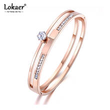 Lokaer Classic CZ Crystal Stainless Steel Cuff Bracelet Jewelry For Women Rhinestone Viking Wedding Bangle Valentine Gift B19006 2024 - buy cheap