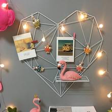 1 Pcs Iron Heart-shaped DIY Grid Mesh Picture Rack Photos Postcard Holder Storage Shelf Wall Hanging Home Bedroom Decor полка 2024 - buy cheap