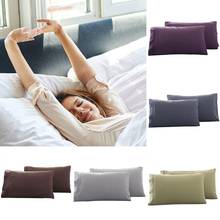 Fashion 2Pcs King Queen Stylish Solid Color Bed Pillow Case Cushion Cover Bedroom Decor Pillowcase For Couple Bedroom 2024 - buy cheap