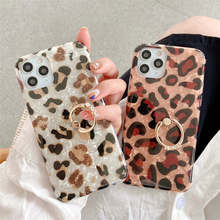 Capa de celular macia, capa de celular macia de silicone, de leopardo, marmorizado, para iphone 12 mini 11 pro max xr x xs max 7 plus 8 plus com anel de suporte 2024 - compre barato