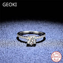 Geoki Passed Diamond Test 1 Ct Round Perfect Cut D Color VVS1 Moissanite Ring 925 Sterling Silver Shiny Stone Wedding  Jewelry 2024 - buy cheap