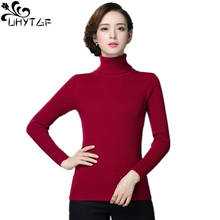 UHYTGF Women Sweater Winter Top Turtleneck Sweater plus size Women Pullover Jumper Knitted Sweater Femme Hiver Truien Dames X626 2024 - buy cheap