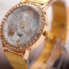 Women Wrist Watch Fashion Butterfly Face Rhinestone Gold tone Mesh Band Quartz clock Analog Stainless Steel reloj mujer 2024 - buy cheap