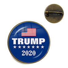 Keep America Great 2020-broches de cabujón de cristal de colección USA Trump, alfileres de cuello de bronce antiguo para mujeres, hombres, apoya a Trump 2024 - compra barato