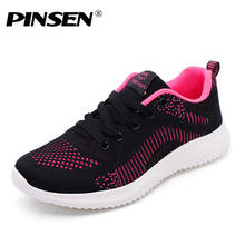 Кроссовки PINSEN женские на плоской подошве, дышащие сетчатые, Повседневная Удобная Обувь для тренировок, на шнуровке, модель 2020 года 2024 - купить недорого
