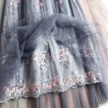 Falda bordada de malla para mujer, falda larga plisada con estampado de flores, elástica, para fiesta y calle, temporada primavera 2024 - compra barato