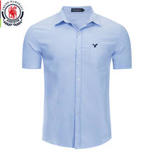 FREDD MARSHALL-camisa informal de negocios de manga corta, camisa transpirable ajustada de Color sólido, bordada, con bolsillo para el trabajo, novedad de verano 2020 2024 - compra barato