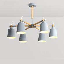 Luminária pendente em madeira estilo nórdico, lustre moderno de metal em preto, cinza, azul, verde para loft, sala de estar, loft, quarto, cozinha