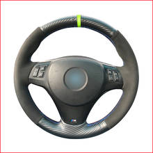 Capa de volante em fibra de carbono preto pu, acessórios para bmw m sport m3 e90 e91 e92 e93 e87 e81 e82 e84 x1 e88 2024 - compre barato