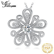 JewelryPalace Flower 925 Sterling Silver Cubic Zirconia Necklace for Women Simulated Diamond Fashion Pendant Necklace No Chain 2024 - buy cheap