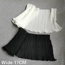 17CM Wide White Black Pleated Elastic Chiffon Fabirc 3d Guipure Lace Ribbon Dress Skirts Curtains Fringe Trim DIY Sewing Decor 2024 - buy cheap