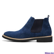 De talla grande 38-45 hombres Chelsea botas de tobillo botas de moda de diseño de marca Cuero de calidad antideslizante en la motocicleta botas hombre caliente de peluche de juguete 2024 - compra barato