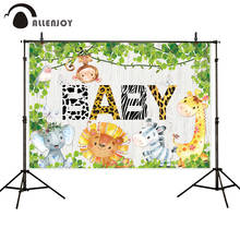 Allenjoy-Fondo de fiesta de cumpleaños de bosque, fotografía de animales salvajes para Baby Shower, personalizado, banner para sesión fotográfica 2024 - compra barato