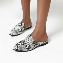 YQBTDL Snake Print Snakeskin Design Closed Toe Slides Women Shoes Flat Heel Mules Summer 2022 Daily Easy Wear Flats Slippers 2024 - buy cheap