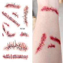 Halloween Decoration Tattoos With Fake Scar Bloody Makeup Halloween Decoration Wound Scary Blood Injury Sticker Dropshipping 2024 - buy cheap