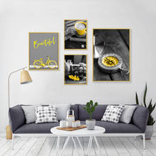 Yellow Color Bike Canvas Painting Nordic Landscape Abstract Oil Painting on Canvas Poster Print Wall Art Picture for Living Room 2024 - купить недорого