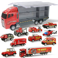 Mini Diecast Fire Truck Alloy Car Model Toy Vehicles Carrier Container Truck Toys for Boys Birthday Gift 2024 - buy cheap