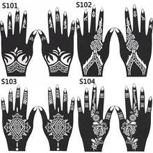 Plantilla de tatuaje de Henna de moda, tatuajes de mano temporales, bricolaje, arte corporal, plantilla de pegatina, Kit de pintura de boda india, herramientas, 2 uds. 2024 - compra barato