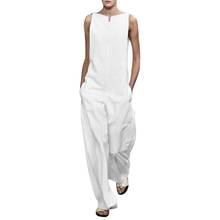 Mono Blanco elegante con cuello en V para mujer, pantalones bombachos sin mangas, ropa de calle, 5XL, 2021 2024 - compra barato