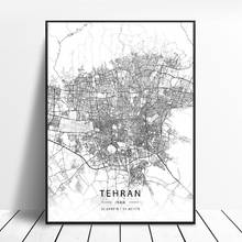 Black and White Tehran Iran White Latitude Longitude Canvas Art Map Poster 2024 - buy cheap