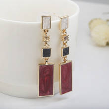 SUMENG 2022 New Fashion Square Design Drop Earrings Red White Black Color Long Geometric Earrings Wedding Birthday Gifts 2024 - buy cheap