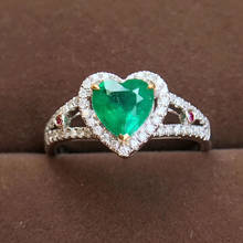 AEAW Jewelry 18K White Gold 0.9ct Natural Emerald Ring Anniversary Ring Heart Cut Green Gemstone Ring Women Jewelry 2024 - buy cheap