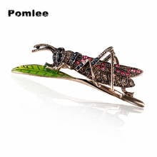 Pomlee-broches de saltamontes de cristal Vintage para mujer, broche de hoja de moda, broche de otoño, joyería de alta calidad 2024 - compra barato