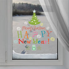 Adesivos decorativos de parede feliz ano novo, decoração para loja, casa, faça você mesmo, festival, janela, pôsteres de pvc 2024 - compre barato