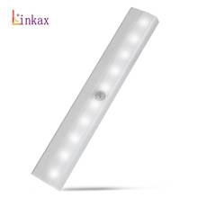 Linkax 10 LED Motion PIR Sensor Light Automatic Light Sensing Night Light Battery Powered Wardrobe Wall Lamp 2024 - buy cheap