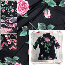 Rose stretch mesh polyester printed fashion base clothing handmade diy sewing fabric cloth for dress by meter material 2024 - buy cheap